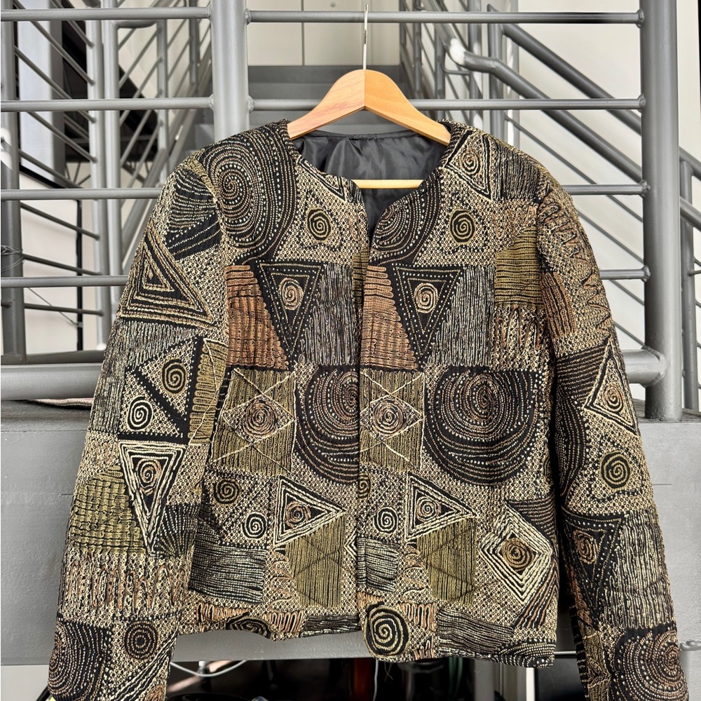 Vintage Geometric Patterned Quilted Jacket - Picture 3 of 8